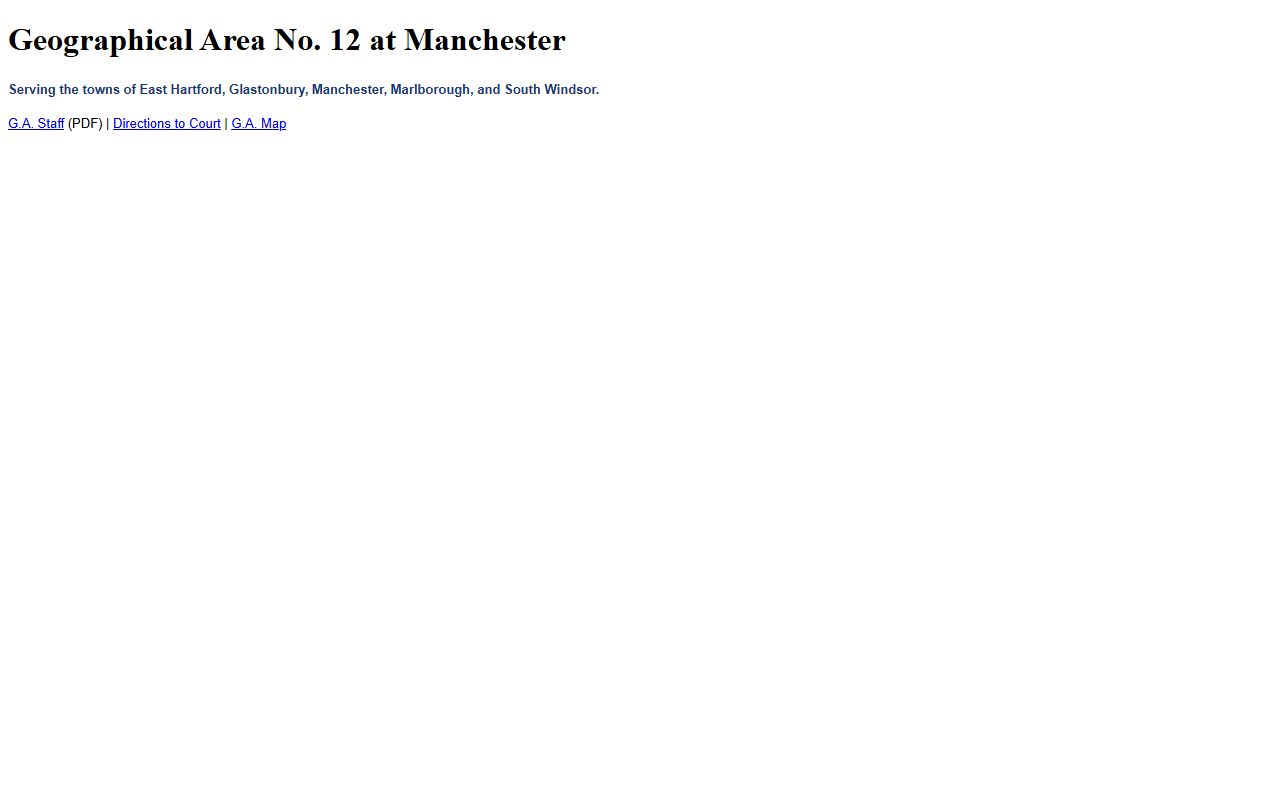 GA 12 Manchester court page serving East Hartford County arrest and court records
